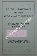 Working Timetable of Freight Train Services - Section LD - East Anglia - 28 September 1992 until further notice by British Railways Anglia